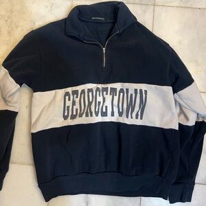 Georgetown Washington DC Navy Blue & White Quarter Zip Sweatshirt